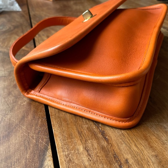 Vintage Coach Tangerine Orange 9044 Geometric Clutch Crossbody Purse Bag Rare - Picture 8 of 16